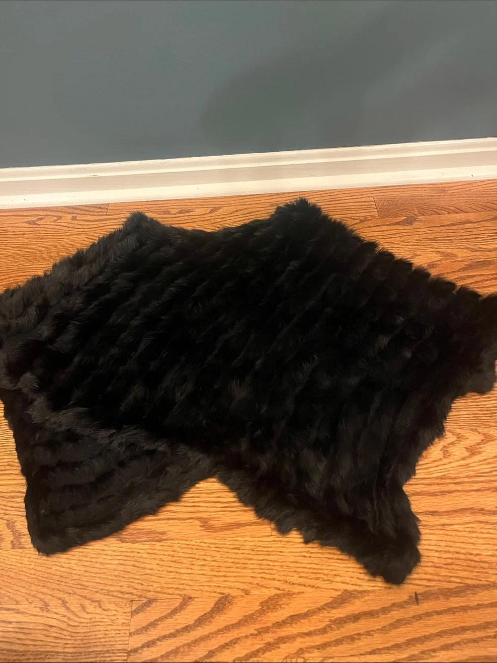 Black Genuine Rabbit Fur Poncho